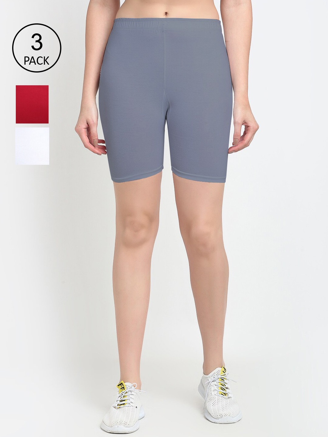 Jinfo Women Set Of 3 White Cycling Shorts