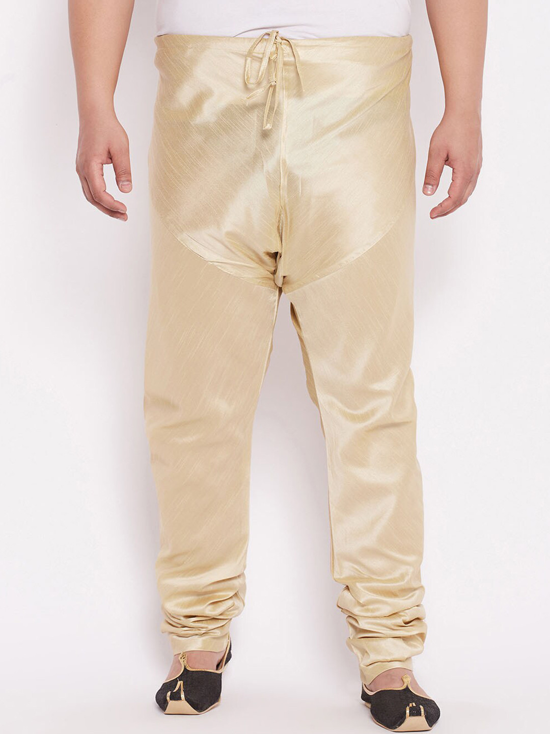 VASTRAMAY Men Plus Size Gold Toned Solid Slim-Fit Churidar