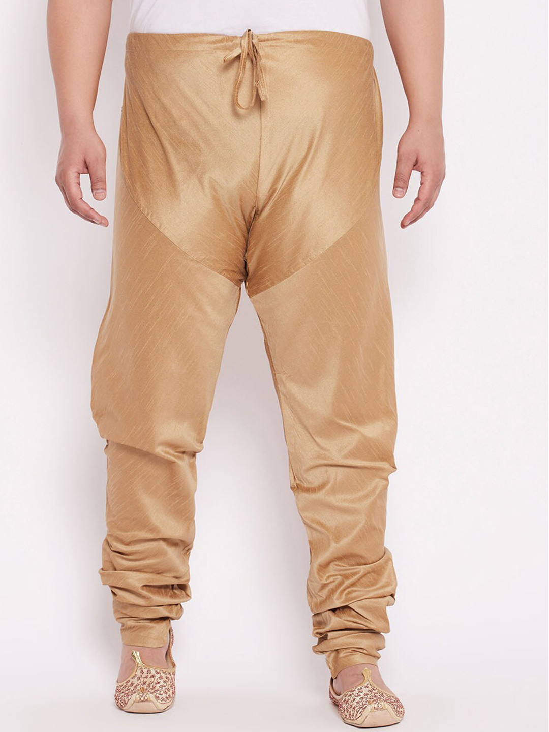 VASTRAMAY Men Gold-Coloured Silk Blend Pyjama