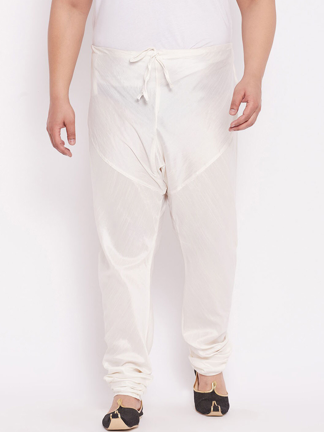 VASTRAMAY Men Cream-Coloured Plus Size Solid Slim-Fit Churidar