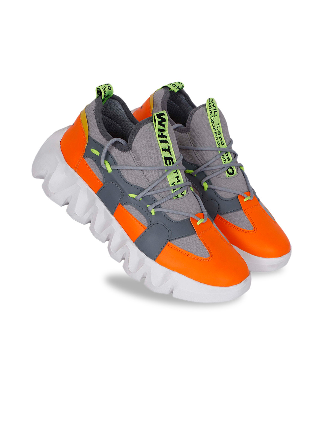 WIN9 Men Orange Mesh Walking Non-Marking Shoes