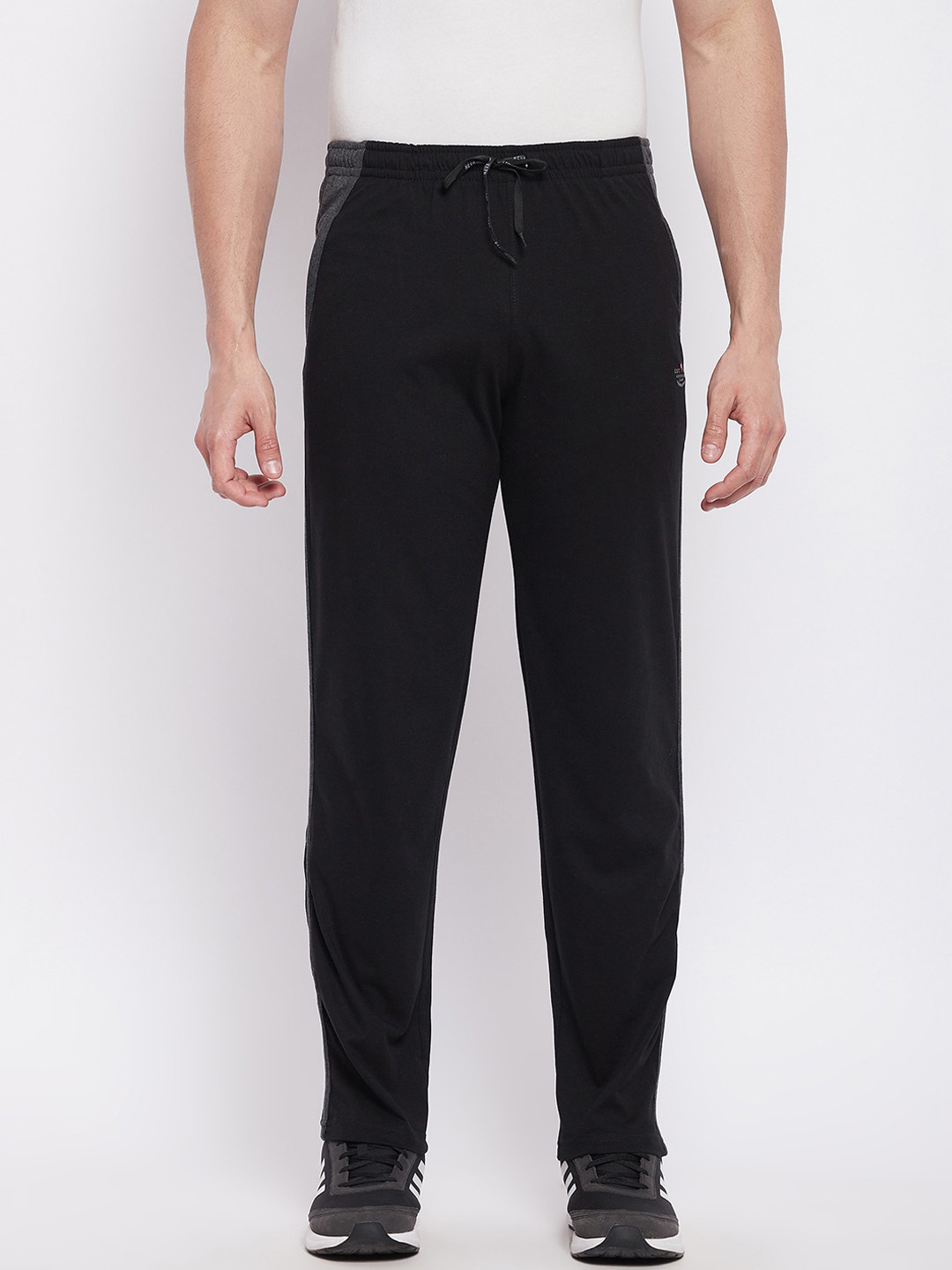 NEVA Men Black Solid Cotton Track Pant
