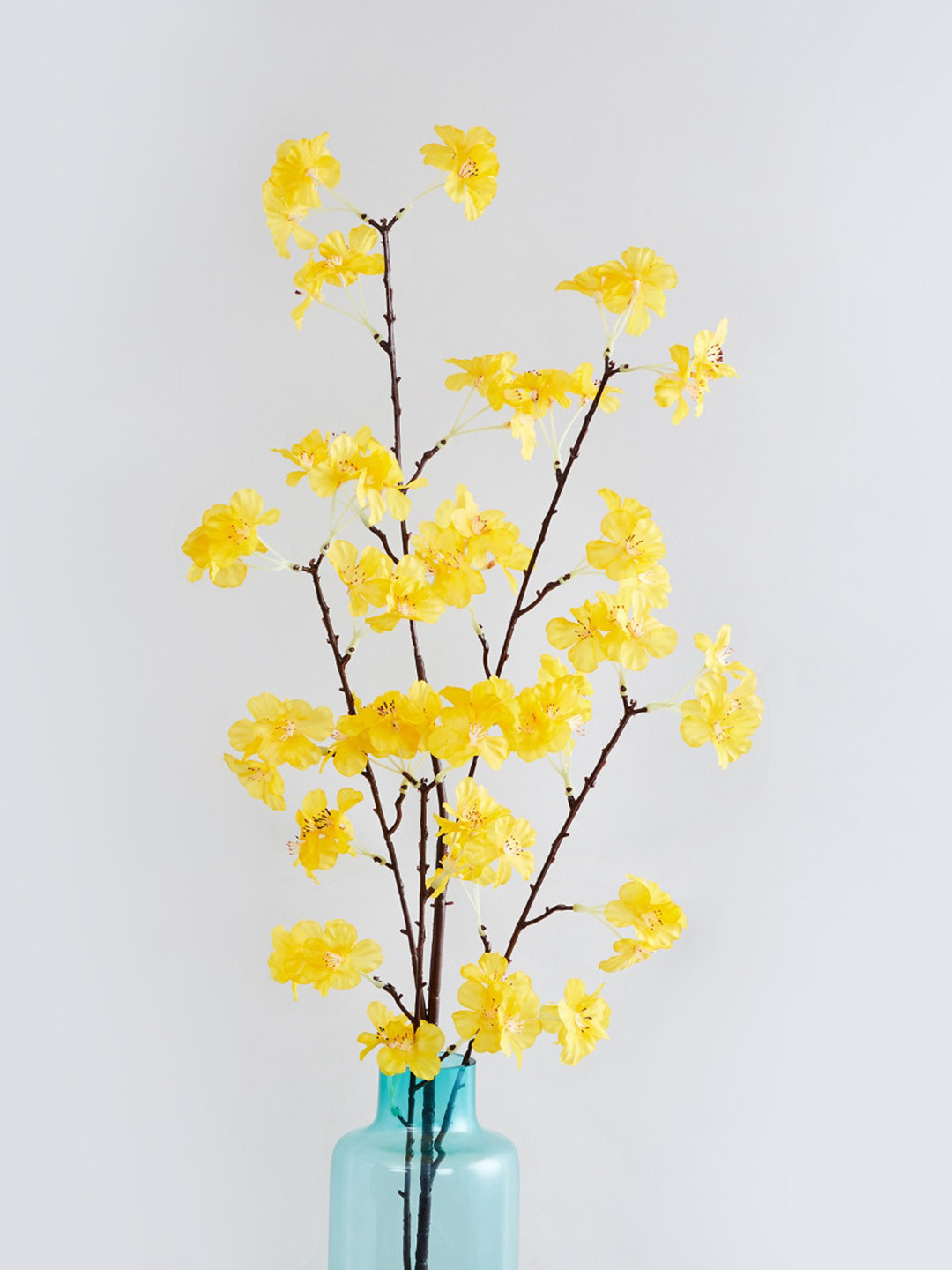 Home Centre Yellow Botanical Artificial Plastic Cherry Blossom Flower