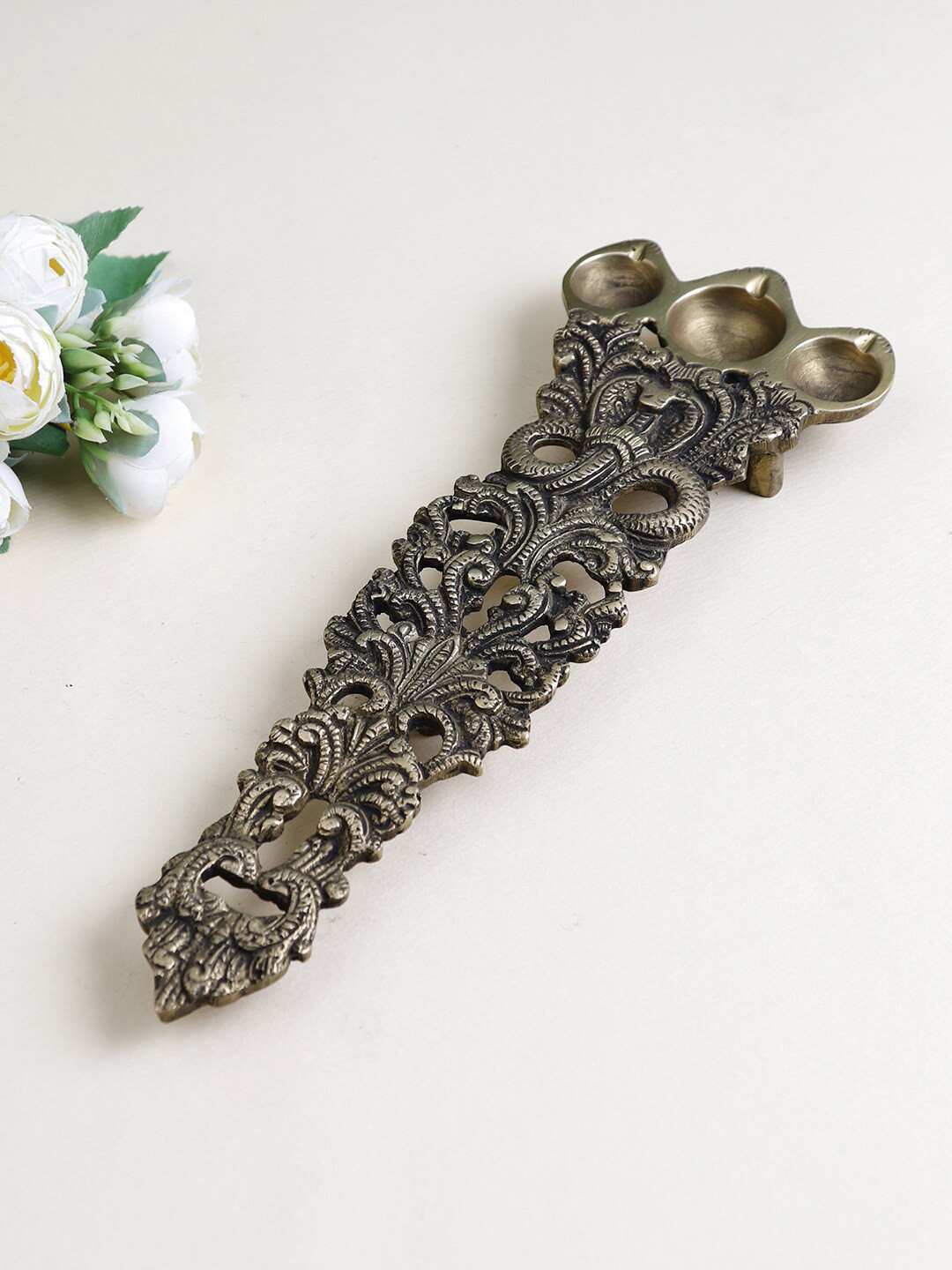Imli Street Gold-Toned Brass Big Snake Aarti Spoon