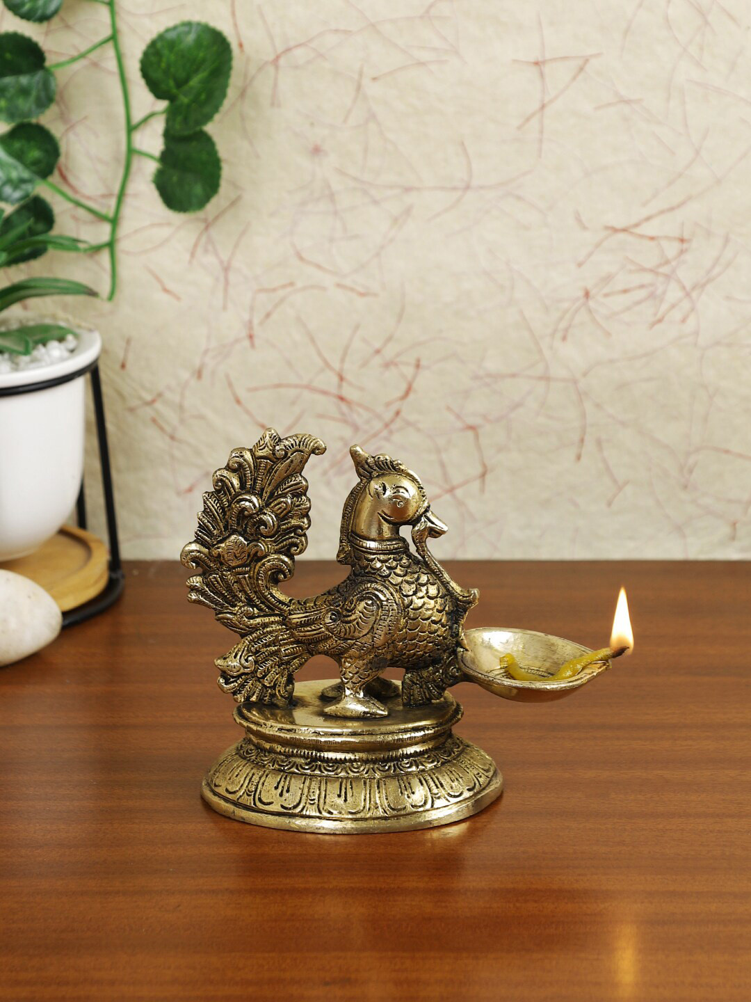 Imli Street Gold-Toned Brass Tabletop Bird Oil Diya