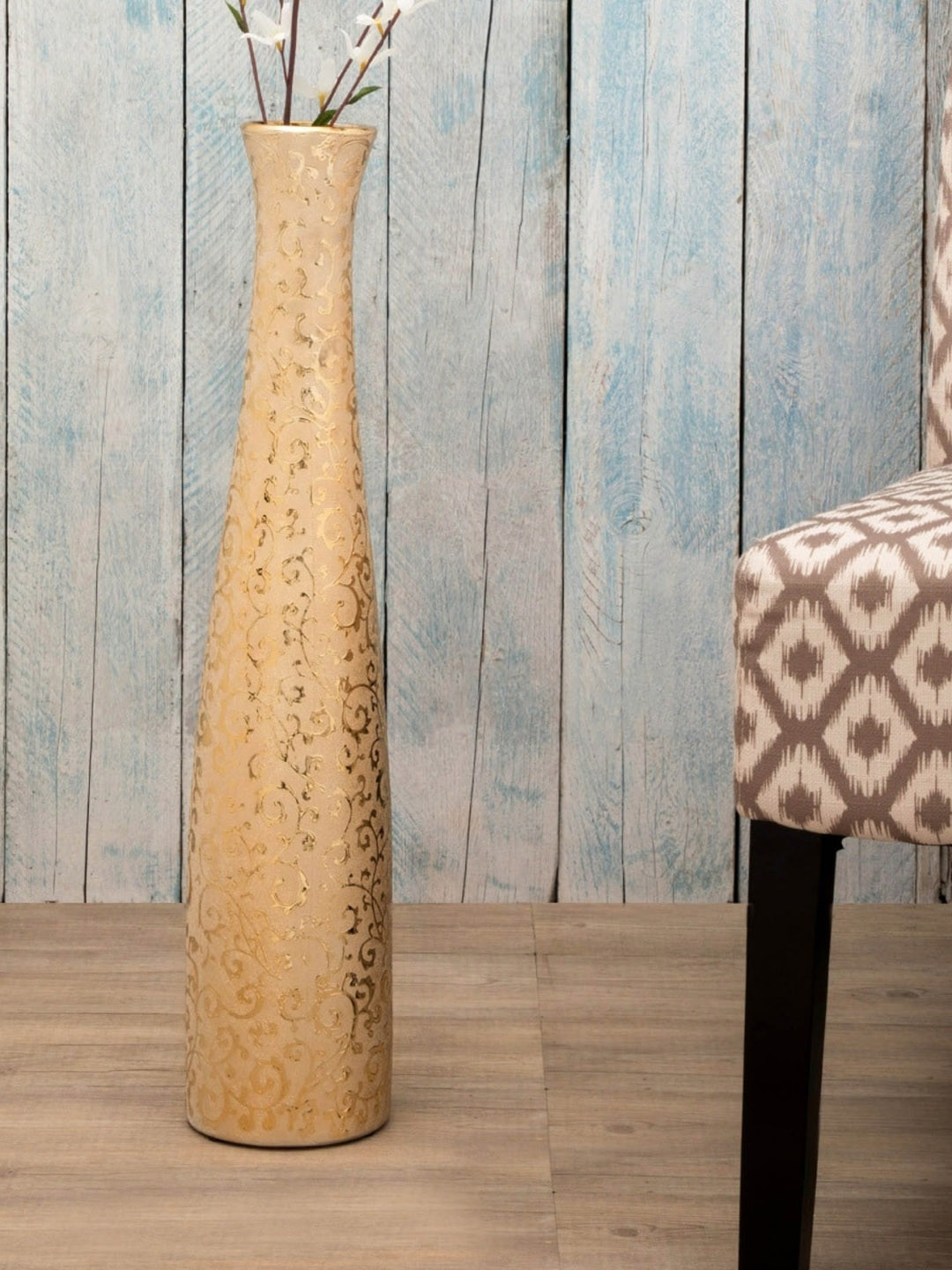 Home Centre Gold-Toned Textured Ceramic Vase