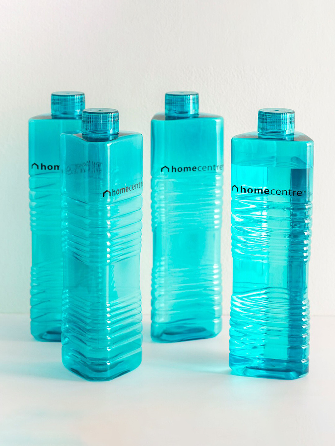 Home Centre Corsica Teal Plastic Fridge Safe 4 Piece Water Bottle - 1L