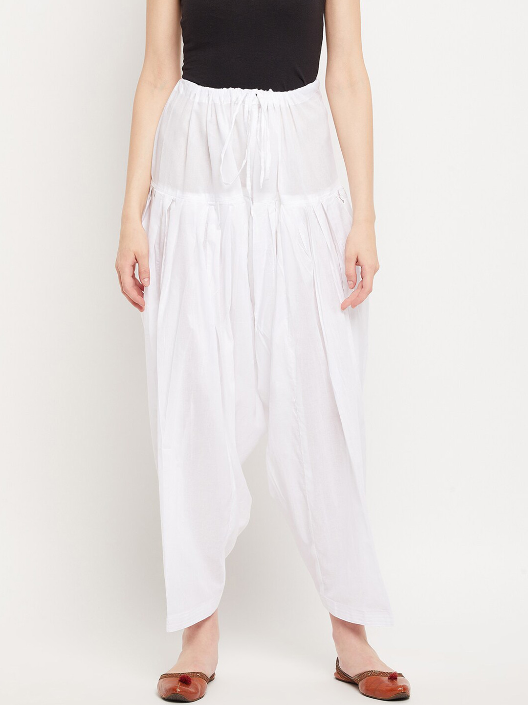 Clora Creation Women White Solid Pure Cotton Salwar