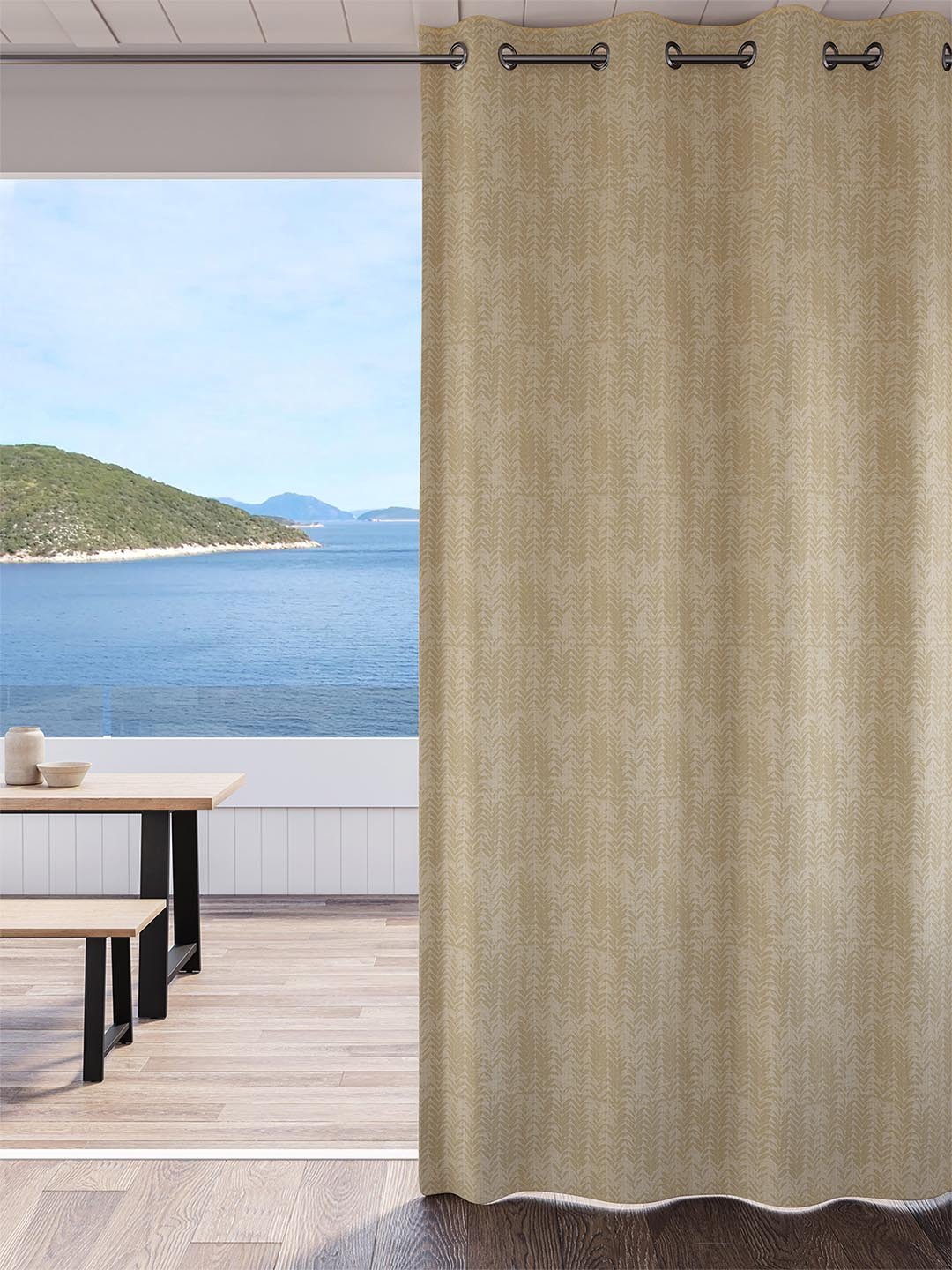 DDecor Beige Room Darkening Long Door Curtain