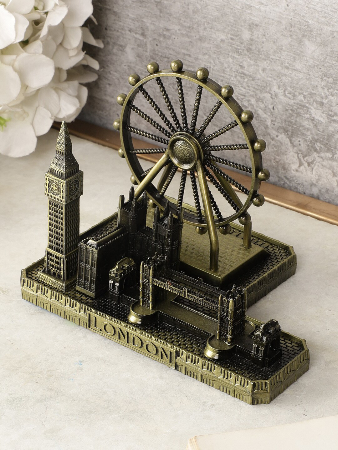 EXIM DECOR London Eye Monument Metal Living Room Medium Showpiece - 4 Inches