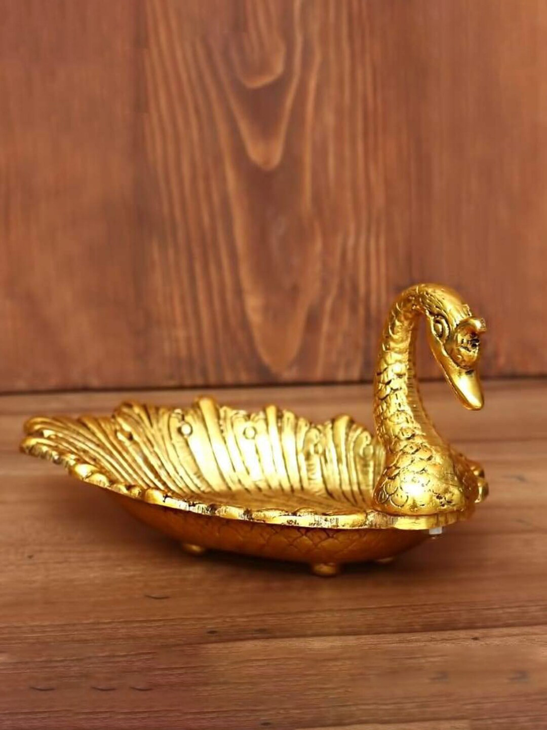 CraftVatika Gold Plated Metal Swan Napkin Holder Showpiece