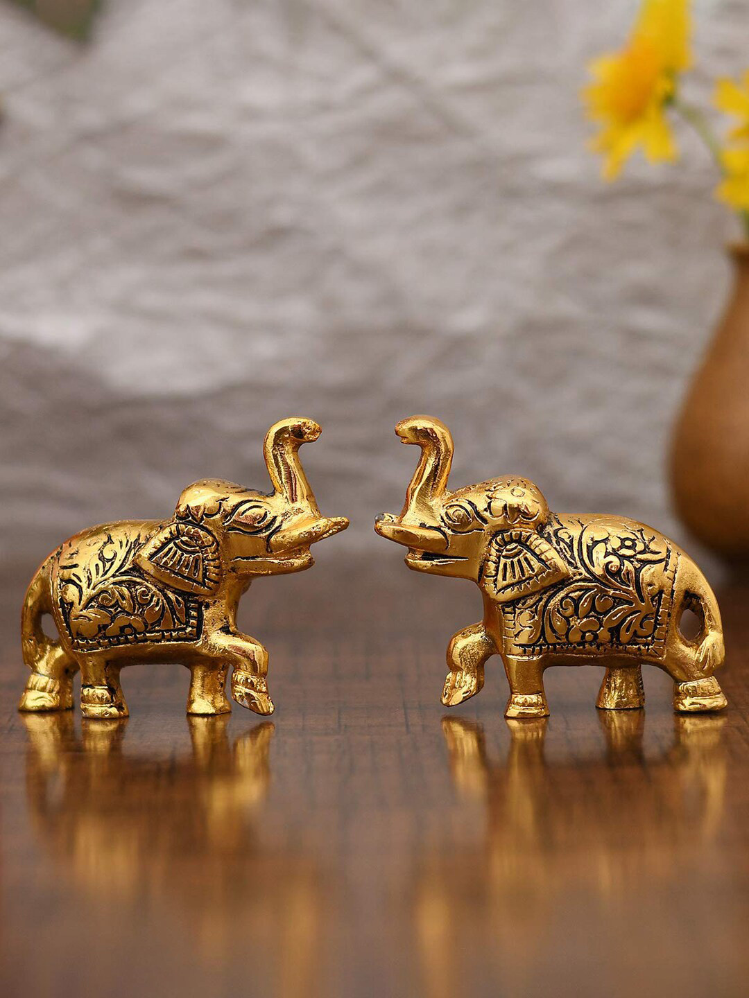 CraftVatika Gold Metal Dancing Lady Figurine Showpieces