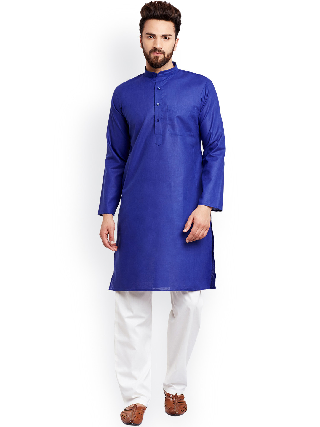 SOJANYA Blue & White Kurta Pyjama