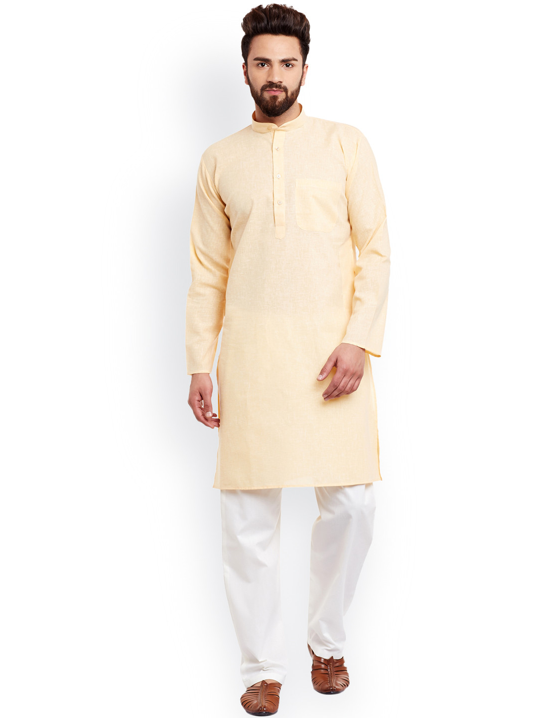 SOJANYA Yellow & White Kurta Pyjama