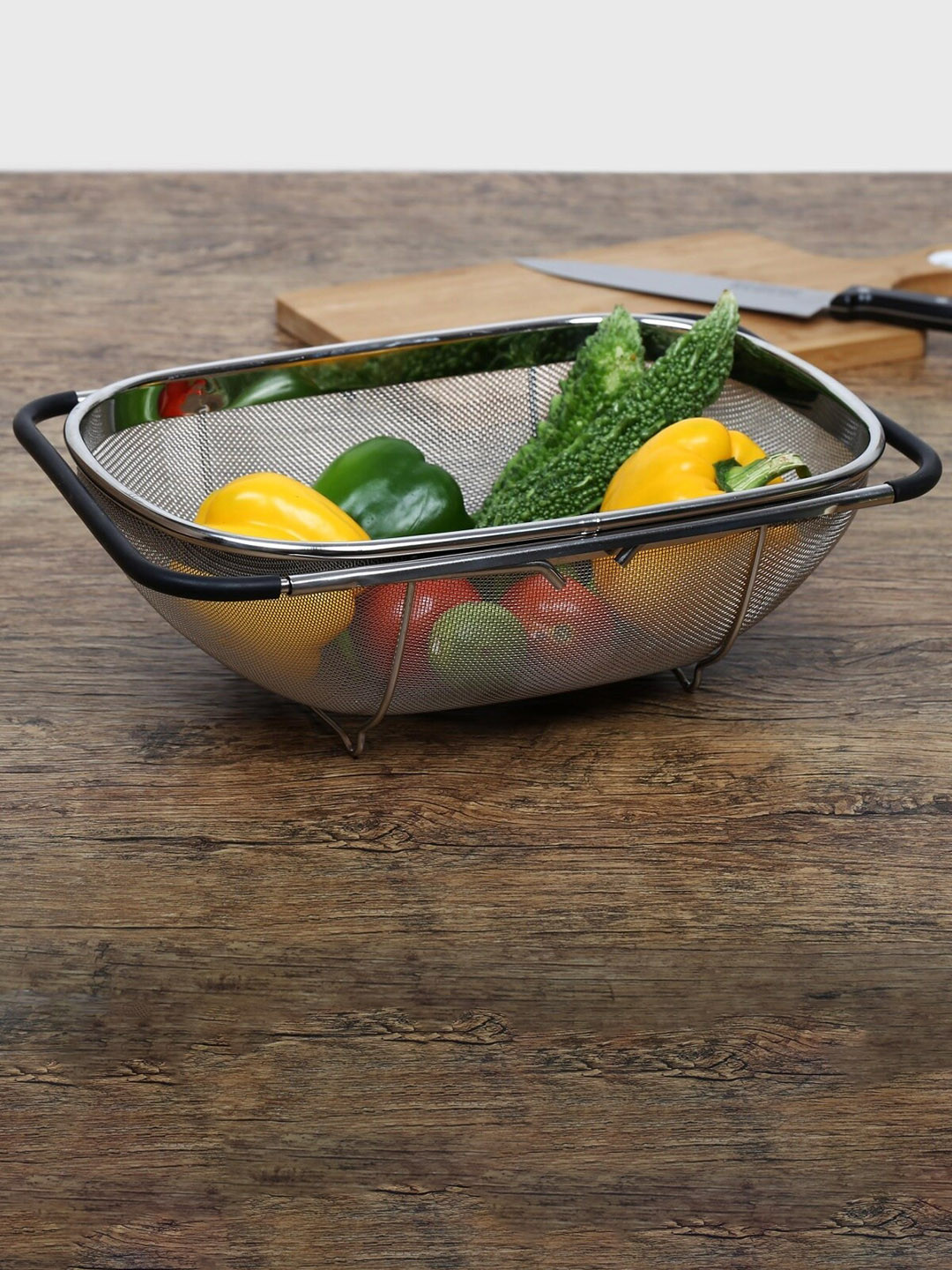 Home Centre Silver-Toned Solid Stainless Steel Sink Basket