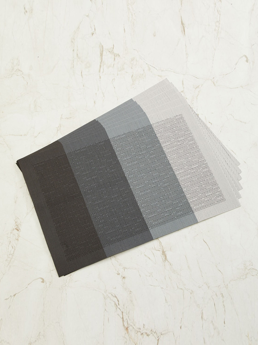 Home Centre Set Of 6 Grey & Charcoal Striped Table Placemats