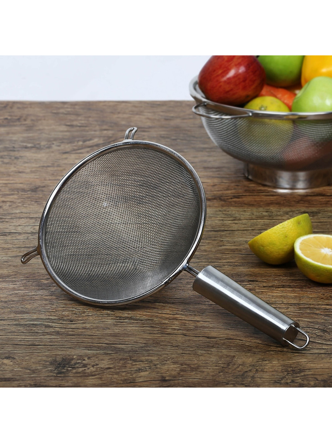 Home Centre Silver-Toned Solid Stainless Steel Tea Strainer