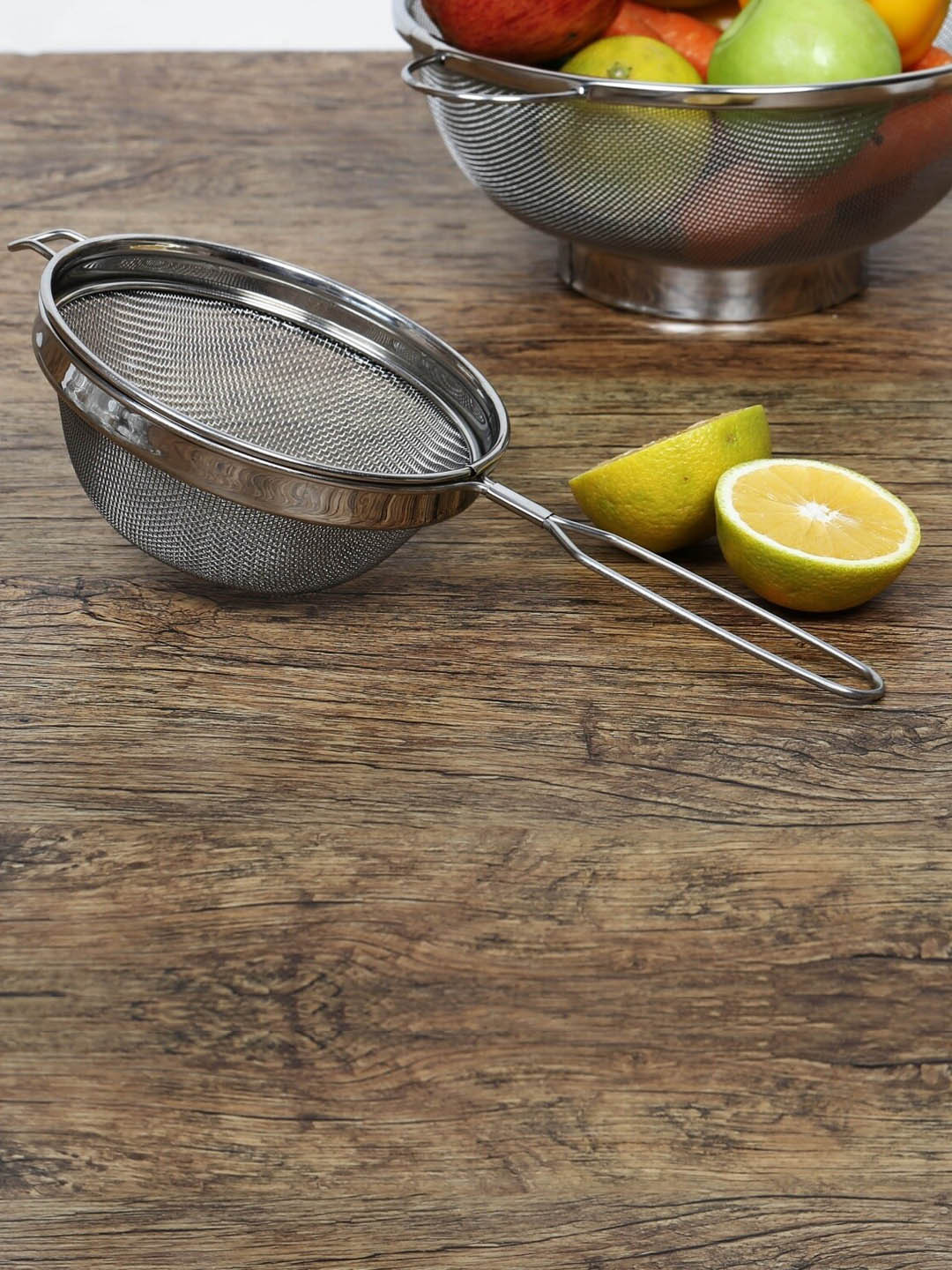 Home Centre Silver-Toned Solid  Stainless Steel Soup Strainer