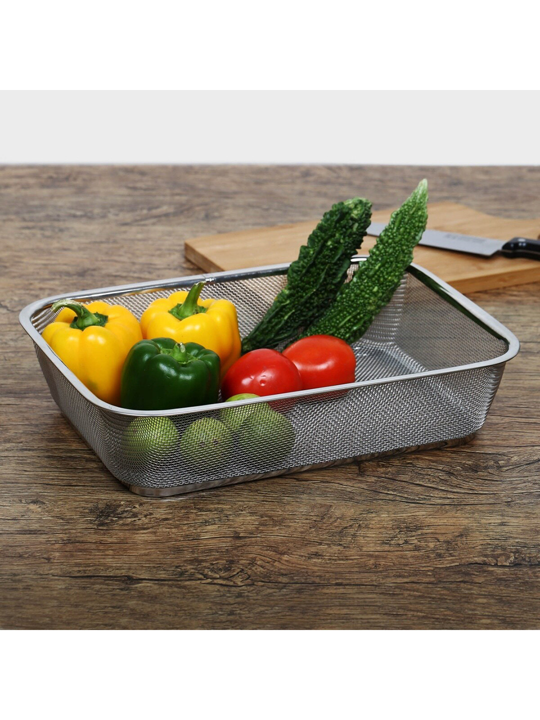 Home Centre Silver Stainless Steel Fridge Basket