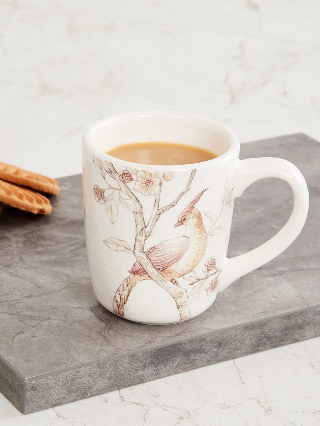 Home Centre Agrim Name Personalised Multicoloured Floral Stoneware Microwave Safe Mug-160ml