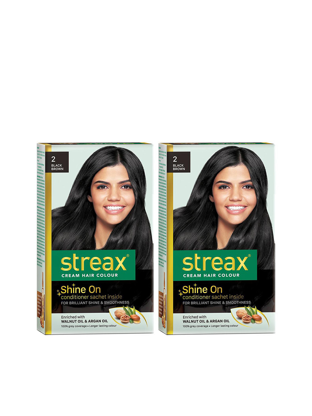 Streax Set of 2 Cream Hair Colour - 2 Black Brown 120 ml Each