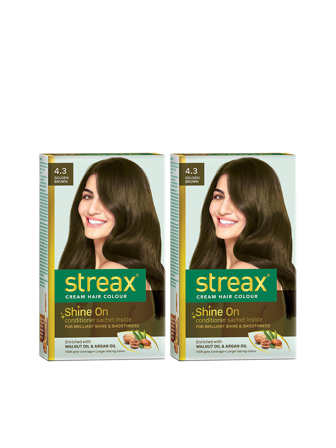 Streax Set of 2 Cream Hair Colour - 4.2 Golden Brown 120 ml Each