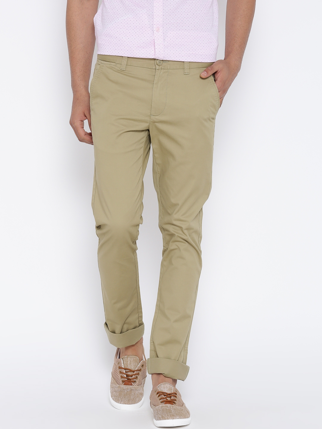 Buy United Colors Of Benetton Men Beige Slim Fit Casual Trousers  Trousers  for Men 160268  Myntra