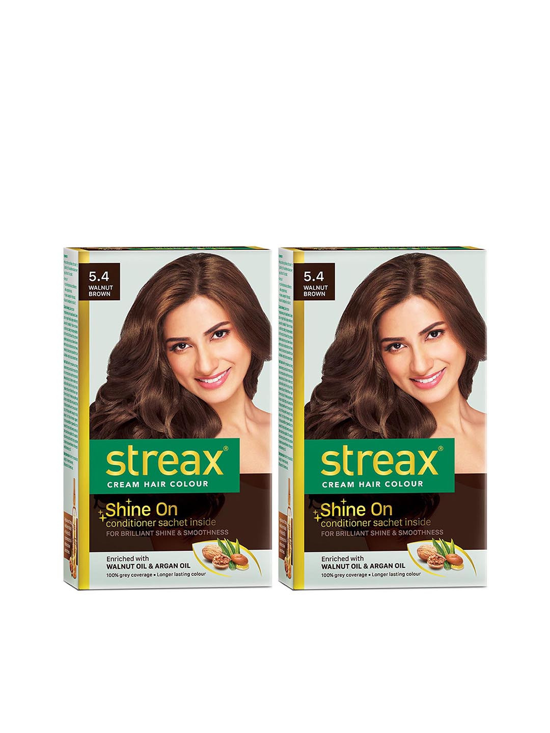 Streax Set of 2 Cream Hair Colour - 5.4 Walnut Brown 120ml Each