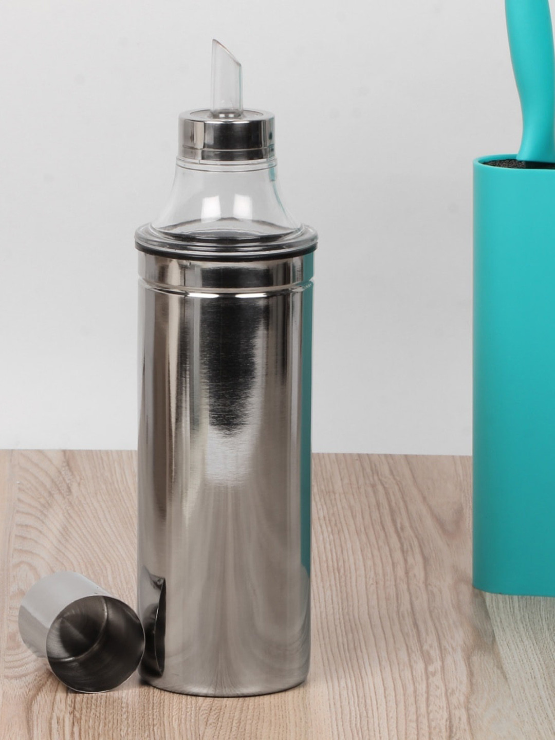 Home Centre Solid Silver Stainless Steel Oil Can 1 L