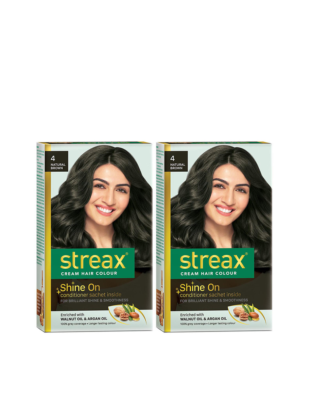 Streax Set of 2 Cream Hair Colours - 4 Natural Brown 120 ml Each