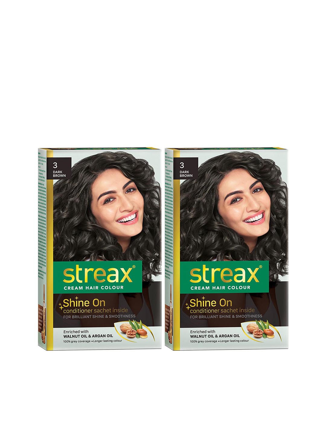 Streax Set of 2 Cream Hair Colours - 3 Dark Brown 120 ml Each