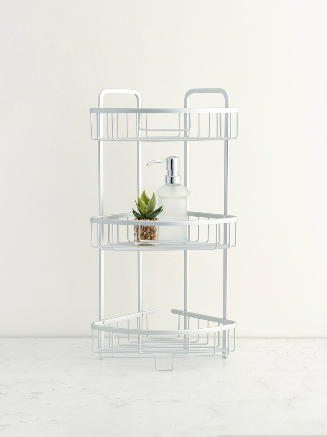 Home Centre Grey Three-Tier Bathroom Caddy