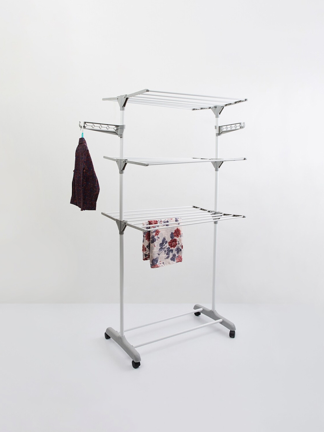 Home Centre Silver-Toned Solid Metal Drying Rack