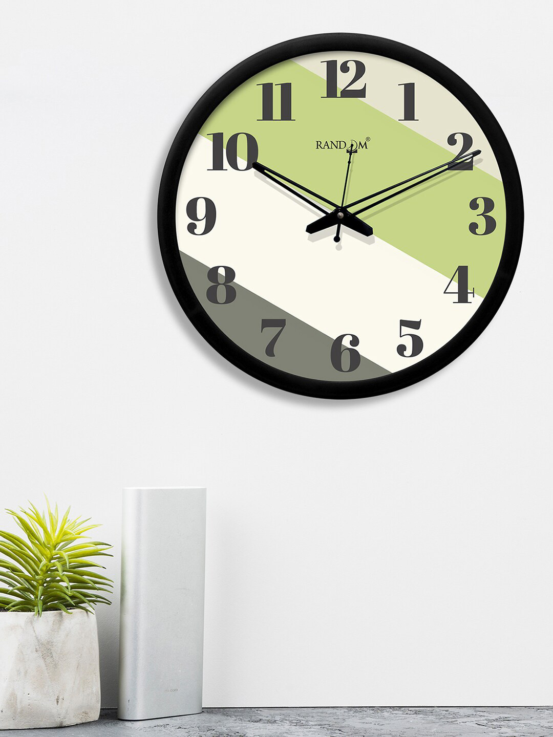 RANDOM Green & Grey Colourblocked 30 CM Contemporary Analogue Wall Clock