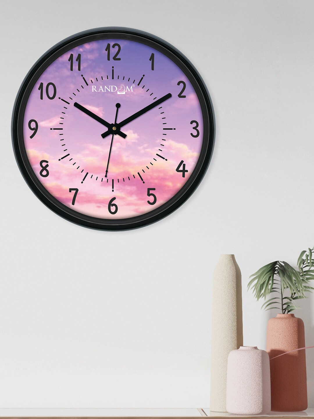 RANDOM Purple Plastic Large Display Round Battery Analogue Wall Clock-30cm