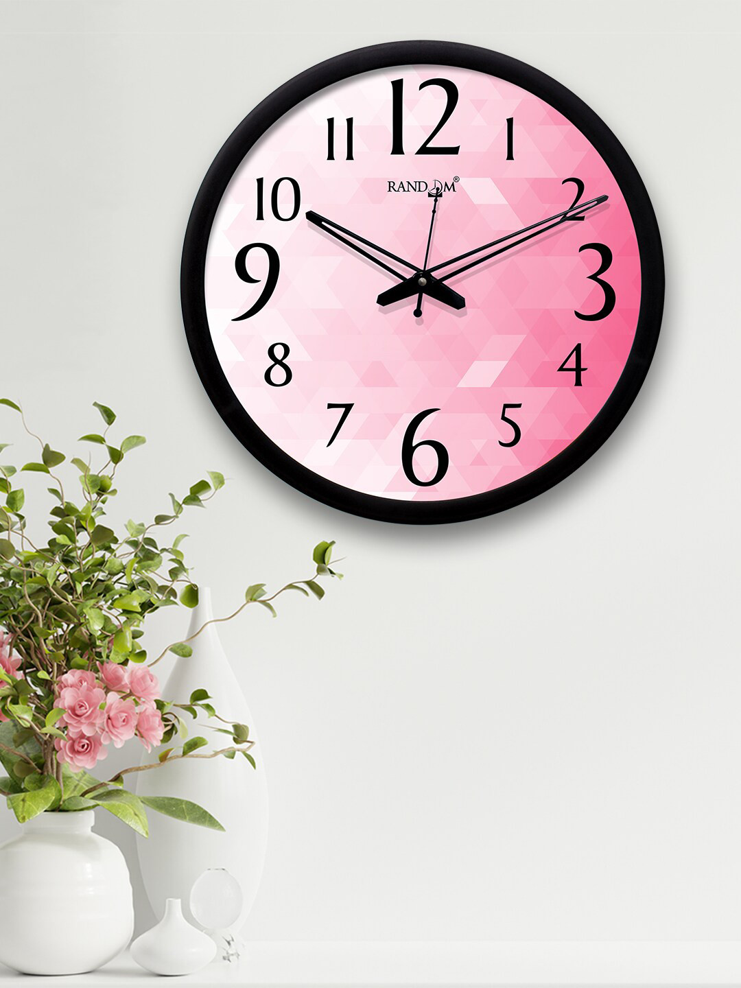 RANDOM Black Plastic Large Display Round Battery Analogue Wall Clock-30cm
