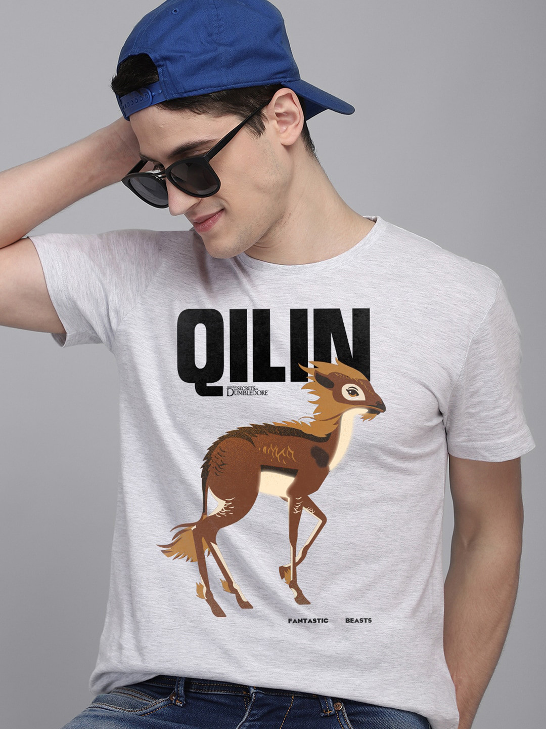 Free Authority Men Grey Fantastic Beasts-The Secrets Of Dumbledore Printed Tshirt