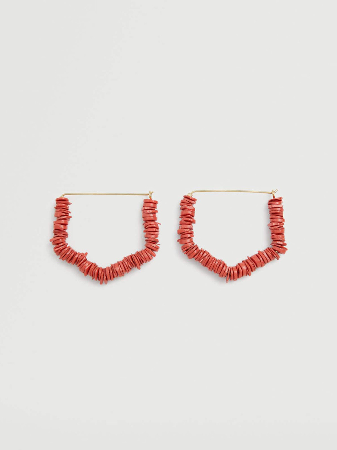 MANGO Maroon & Gold-Toned Geometric Drop Earrings