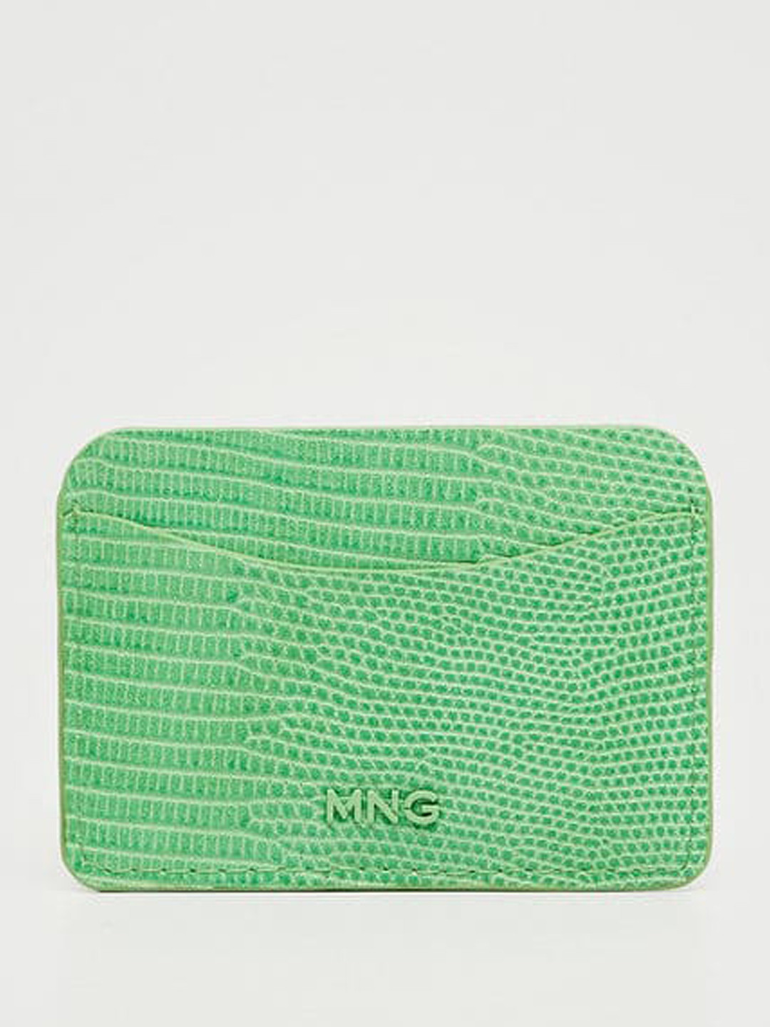 MANGO Women Green Snakeskin Textured Card Holder