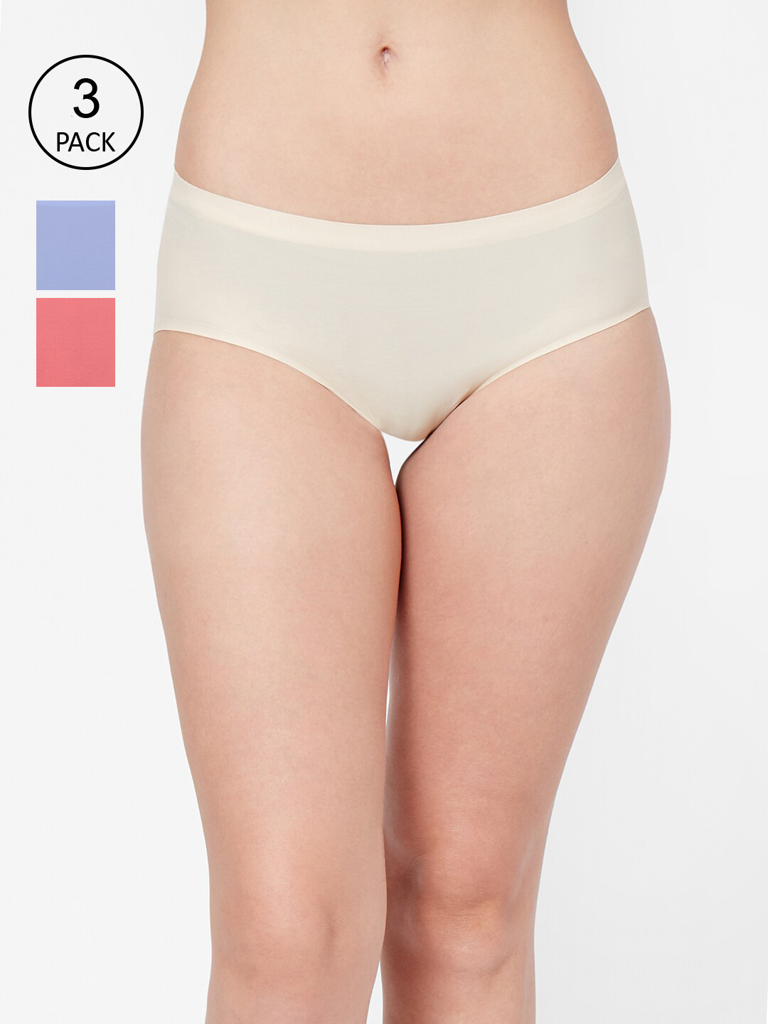 FashionRack Pack of 3 Solid Assorted Hipster Briefs  910_SBluPe