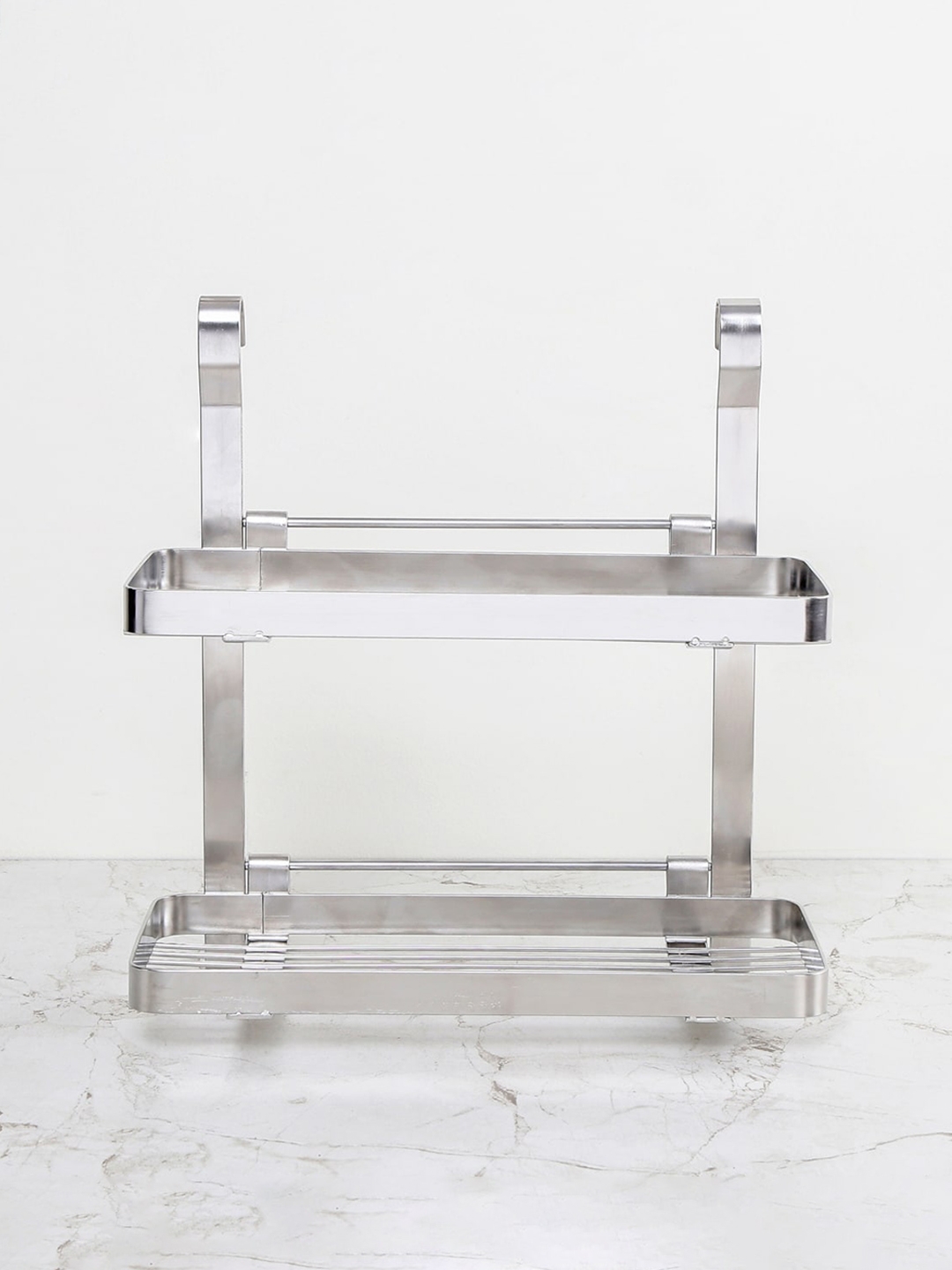 Home Centre Silver-Toned Orion Stainless Steel Two Tier Multipurpose Rack