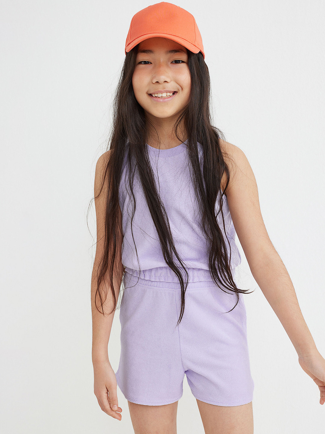 H&M Girls Lavender Solid Terry Shorts
