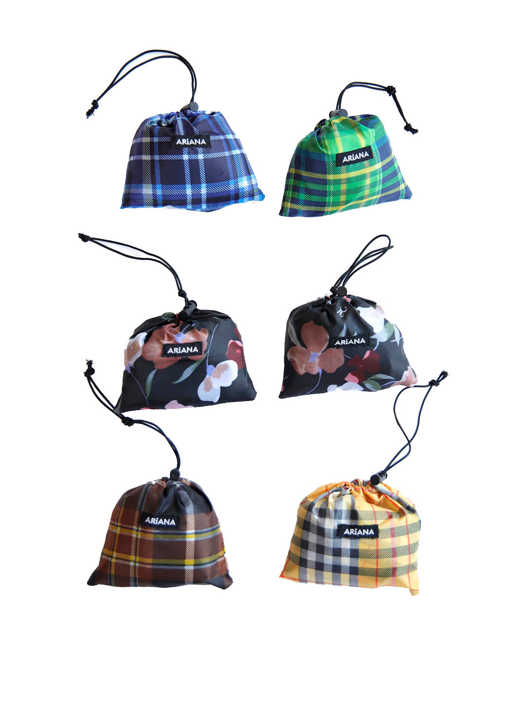 ARIANA Pack of 6 Multi-Coloured Printed Shopping Bags