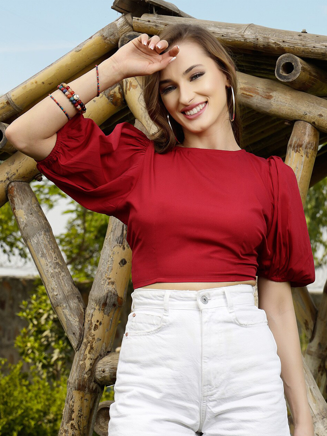 Sera Burgundy Styled Back Crop Top