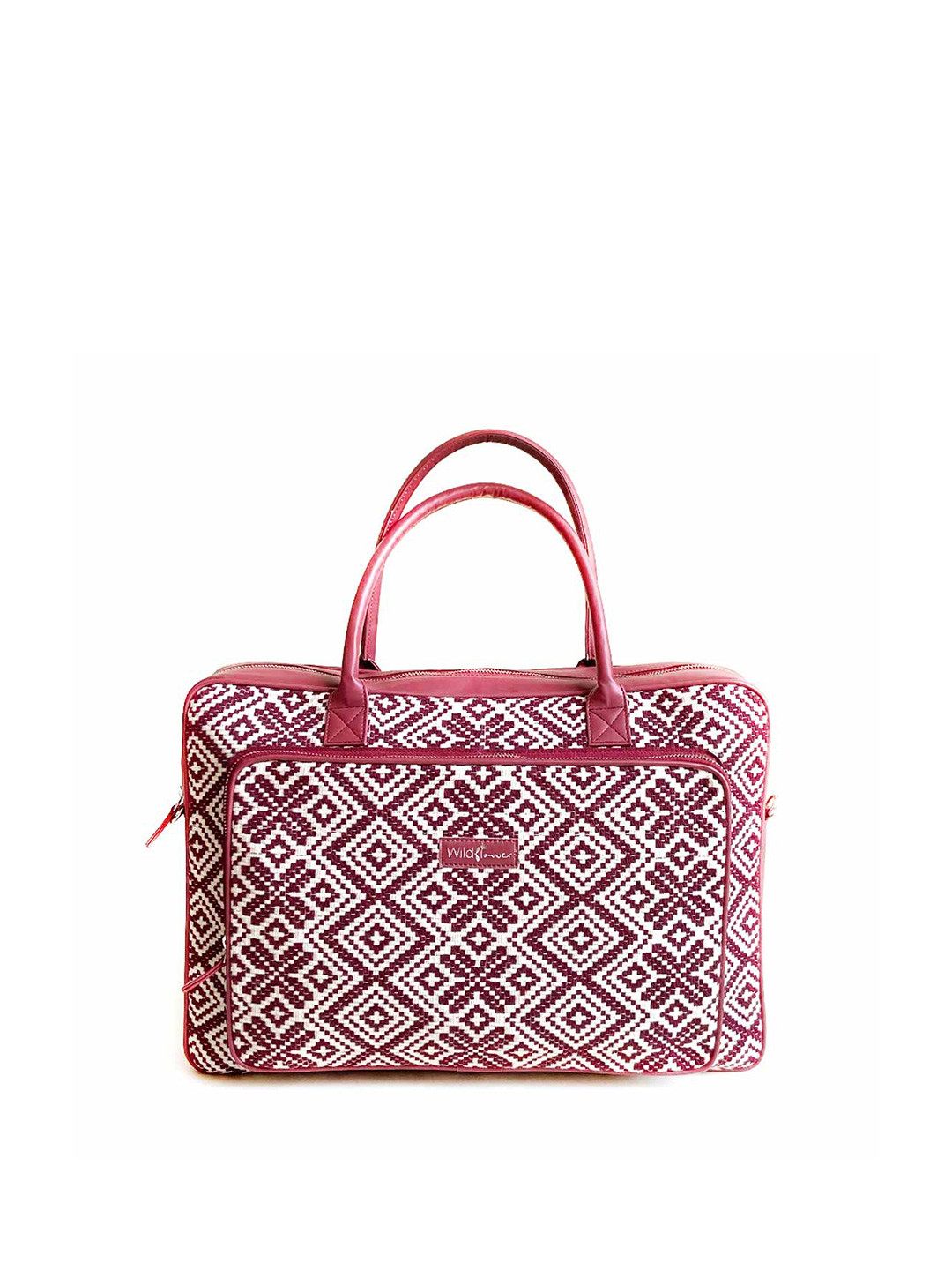 Wildflower Unisex Maroon & White Textured Laptop Bag