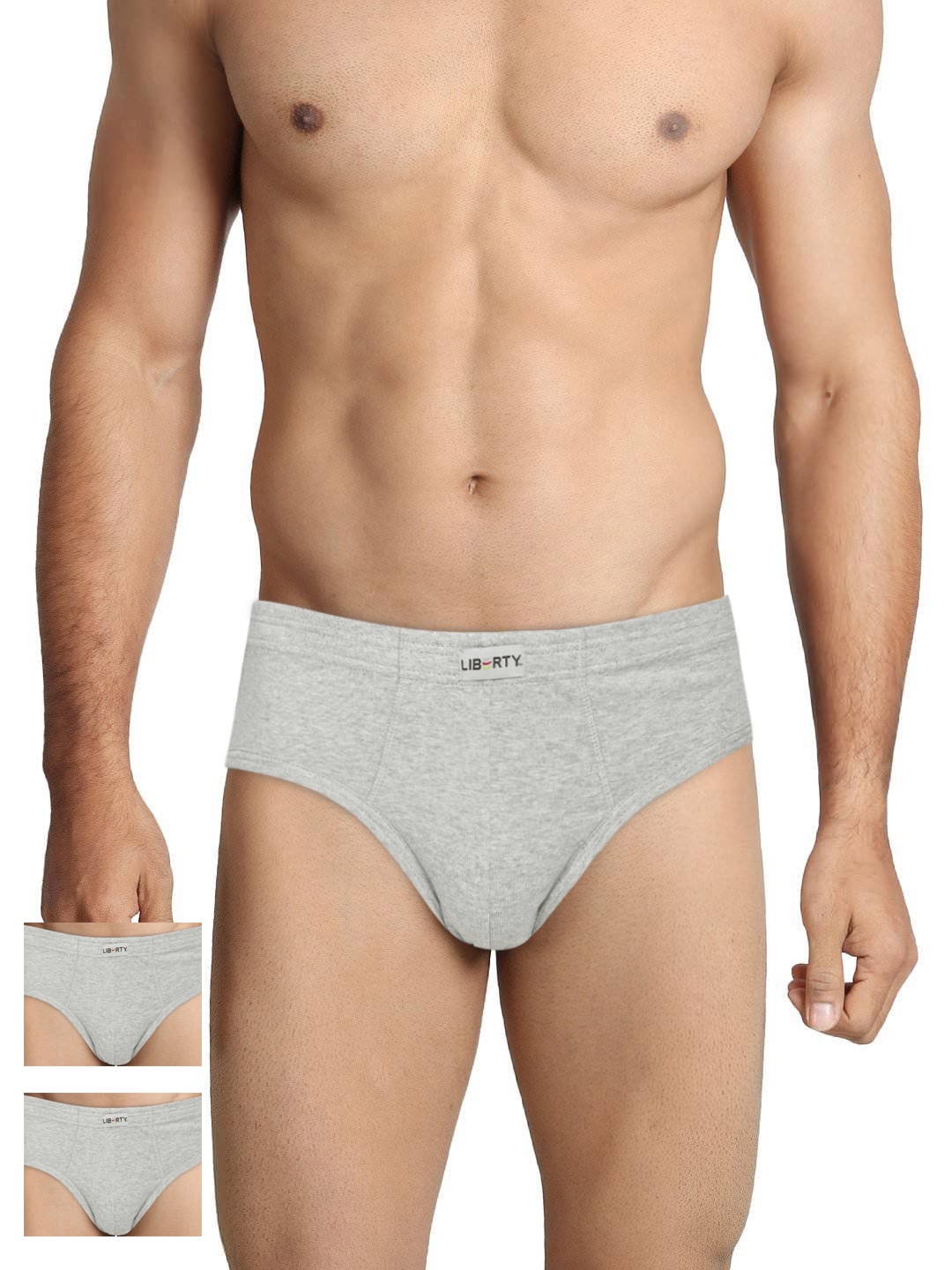 Liberty Men Pack of 3 Grey Melange Briefs R1C_XL