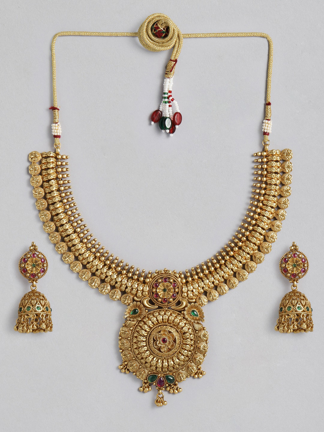 I Jewels 18k Gold-Plated Temple Jewellery Set