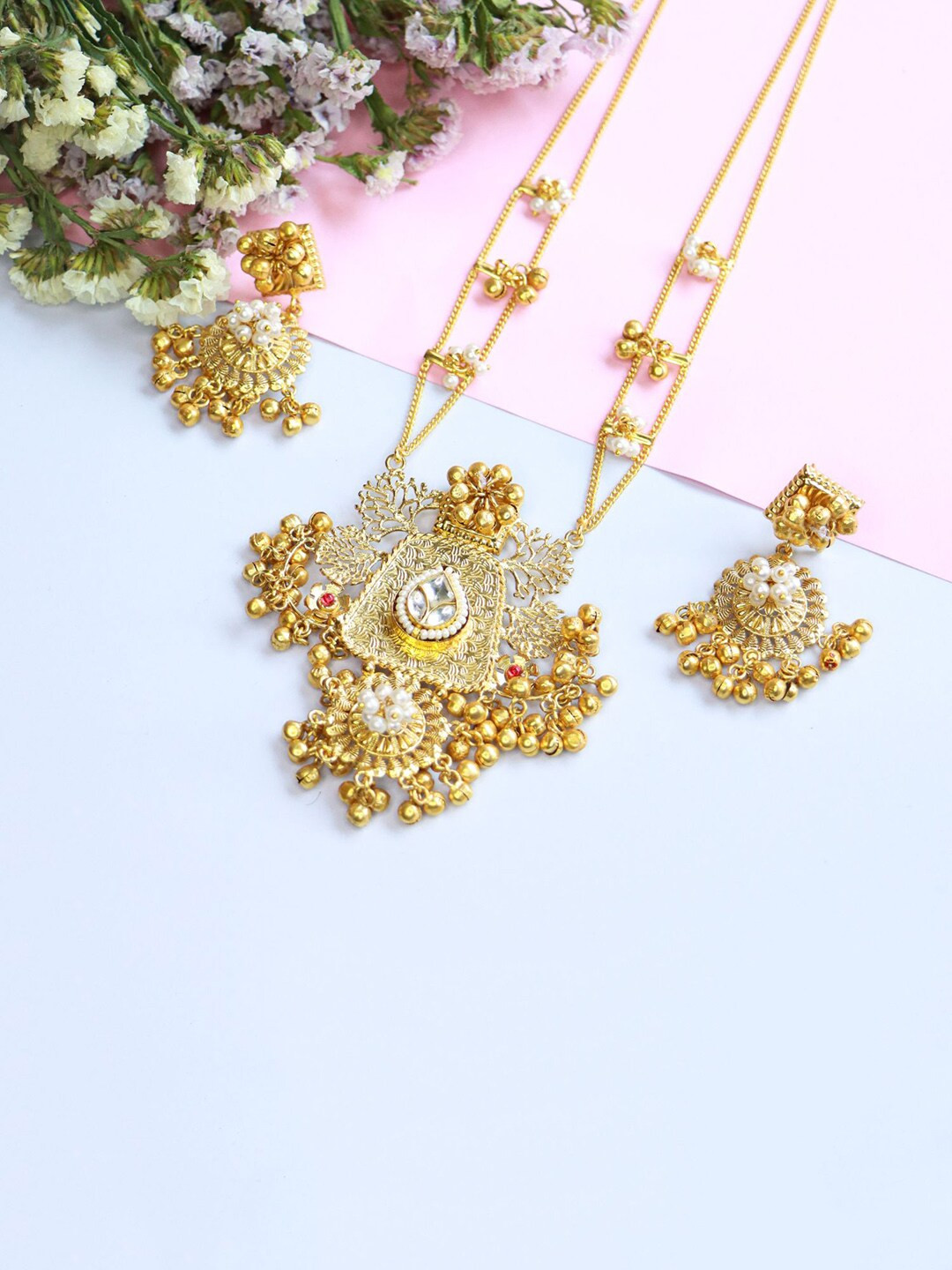 I Jewels Women Gold-Plated Jewellery Set