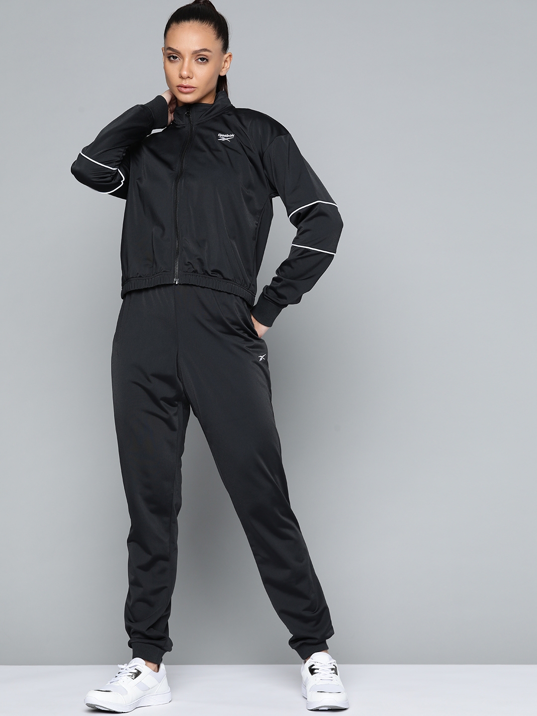 Buy Reebok Women Black Brand Logo Detail Training Tracksuits Tracksuits for Women 17812722 Myntra