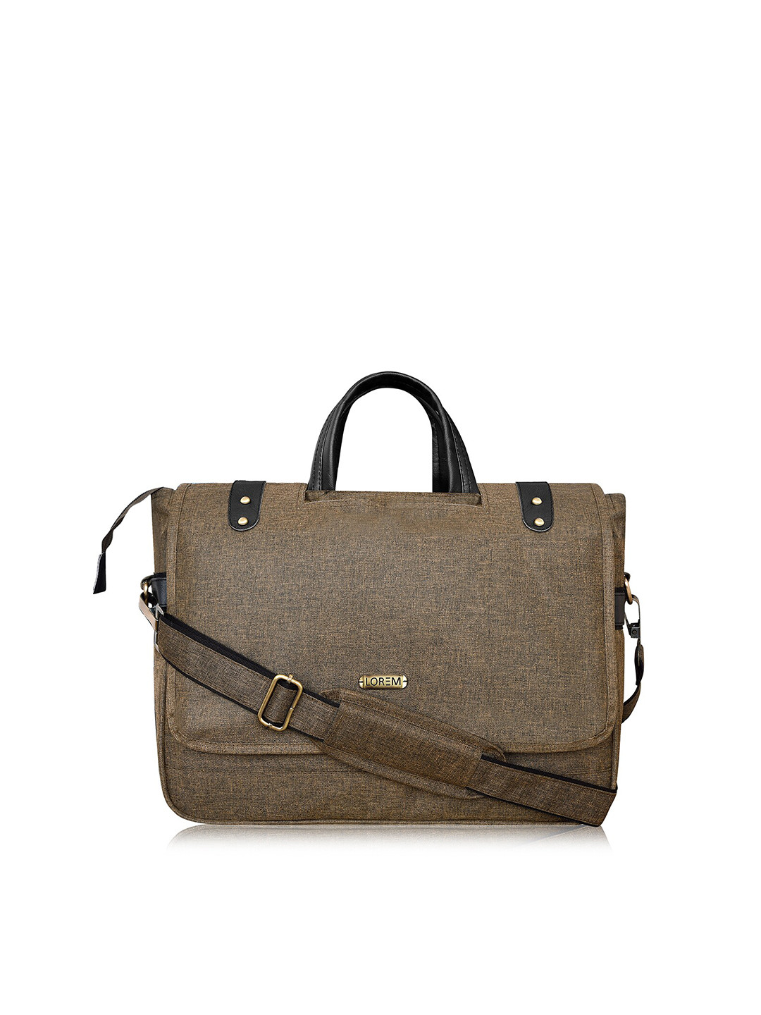 LOREM Unisex Khaki Textured 16 Inch Laptop Bag